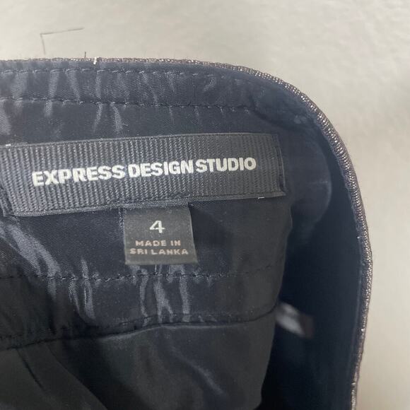 Express Design Studio Womens 4 Mini Skirt Gunmetal Black Metallic Button Trim - Picture 8 of 8